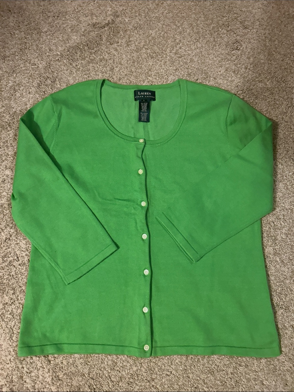 Lauren Ralph Lauren Green Button-Front Cardigan. L. Like new